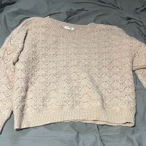 Women's Soft Openwork Knit Sweater in Light Blush